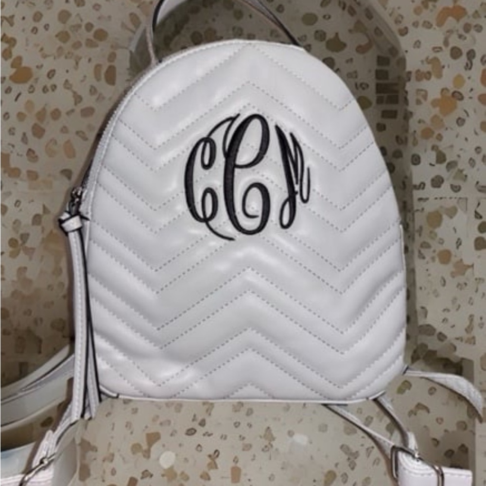 Marleylilly Mini Leather Mini Backpack with an initial CCM
